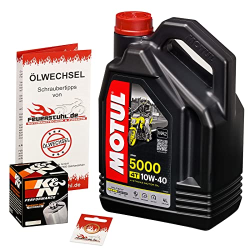 Motul 10W-40 Öl + K&N Ölfilter für Triumph Bonneville 800, 05-06, 908MD - Ölwechselset inkl. Motoröl, Chrom Filter, Dichtring
