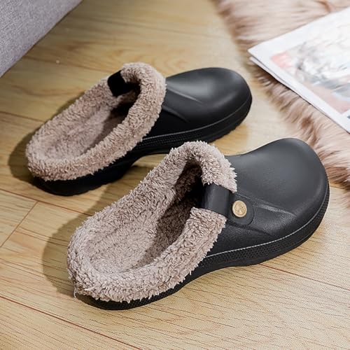 Fleece Lined Clogs Fur Fuzzy Fluffy Waterproof Slippers Women Men Winter Garden Shoes Warm House Slippers Indoor Outdoor Mules3