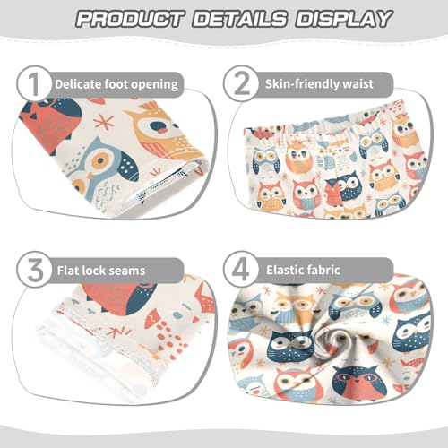 KLL Cute Animal Pattern Cartoon Owls Toddler Girl Athletic Leggings Comfortable Full Length Lounge Pants Gym3