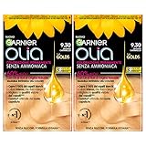 Garnier Olia Tinta Capelli Permanente Senza Ammoniaca Colorazione con Oli di Fiori di Origine Naturale ad Azione Illuminante e Nutriente Colore 9.30 Biondo Caramello - 2 Confezioni