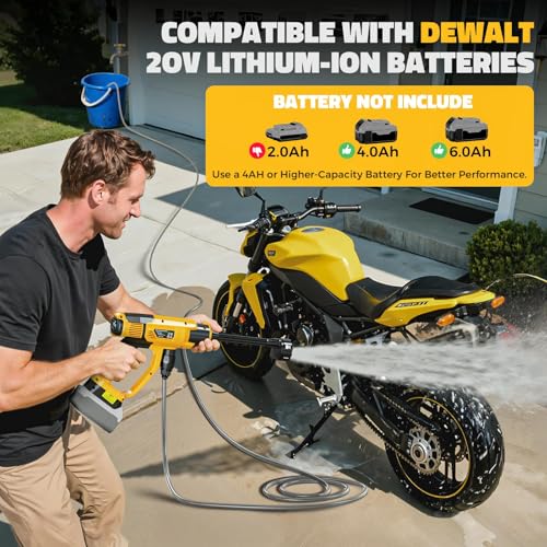 Cordless Pressure Washer Compatible with DeWalt 20V Battery, Ecarke 800 PSI Portable Handheld Power Washer with 6-in-1 Nozzle Foam Cannon for Car Floor Fence Wall Cleaning (Tool only) thumbnail 3