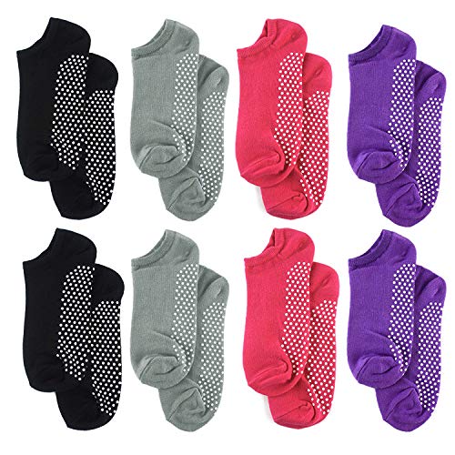 Non Slip Socks for Yoga Pilates Barre, Tphon Grippers Sticky Anti Skid Socks for Women, 8 Pack