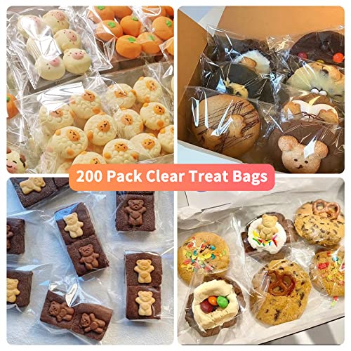 SUREHOME Cookie Bags with Seal, 200 Pcs 5x6 Inch Clear Self Sealing Cellophane Bags for Cookie Packaging Resealable Cello Treat Bag Plastic Individual Cookies Bag for Gift Giving Favors Candy Wrappers - Thumbnail 5