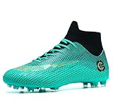 Cierre: Encaje las XLH Zapatos Botines de fútbol para Hombres Profesionales de fútbol Spikes Las Zapatillas de Deporte de Las Botas de fútbol Entrenamiento Competición Boy para Adolescentes Adultos Niños,Verde,EU 43