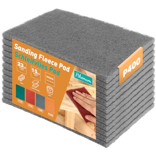 12 Pack 6" x 9" General Purpose Scuff Pads, Gray 400 Grit – Non-Woven Hand Automotive Sanding Pads for Fine Scuffing, Blending &amp; Paint Prep – Thick Design for Auto Body, Woodworking &amp; Metal