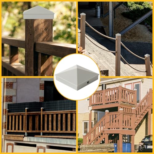 Image of VIVIDA 4x4 Aluminum Post Caps(Actual 3.5 inch x 3.5 inch), Metal Fence Post Caps with Waterproof Matte Powder Coated, for Wooden Fence, Deck, Mailbox, Patio, Screw & Driver Bit Included, White, 4 Pack