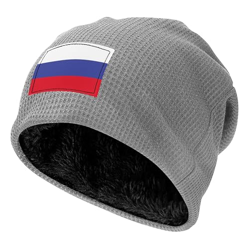 Bonnet de ski coupe-vent en polaire avec motif drapeau russe pour hommes et femmes