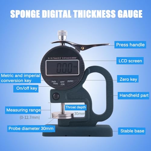 Medidor digital de espesor para esponja 0-10mm con pantalla LCD miniatura 7