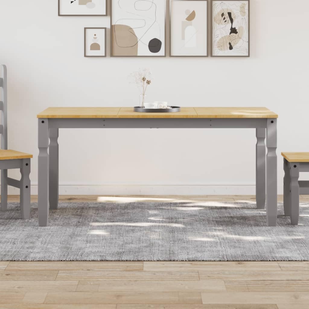 Tavolo da pranzo in legno massello di pino grigio, 160 x 80 x 75 cm