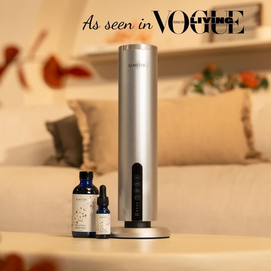 Premium Aroma Diffuser kabellos - Haevn Charge Silver - Raumduft Elektrisch - Bluetooth Diffuser ohne Wasser - App-gesteuert - Kaltluft-Technologie - 10m²-150m² Abdeckung - Duftgenuss
