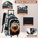 Fitvc Boys Rolling Backpack for Kids - Basketball Kids Rolling Backpack with Wheels for Elementary Middle School Students - Sport Roller School Bookbag Aged 6-18, Wheeled Travel Bag Large Capacity