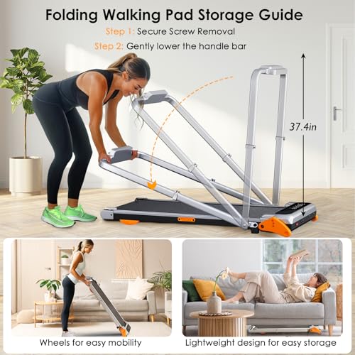 Image of Walking Pad with Incline Portable Treadmill with Handle Bar for Home Office Under Desk Use Small Space Treadmill