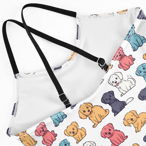 senya Girls Swimsuits One-Piece Swimwear Tie Bathing Suit Beach Summer Round Neck 9-10T Colorful Puppy Pattern4