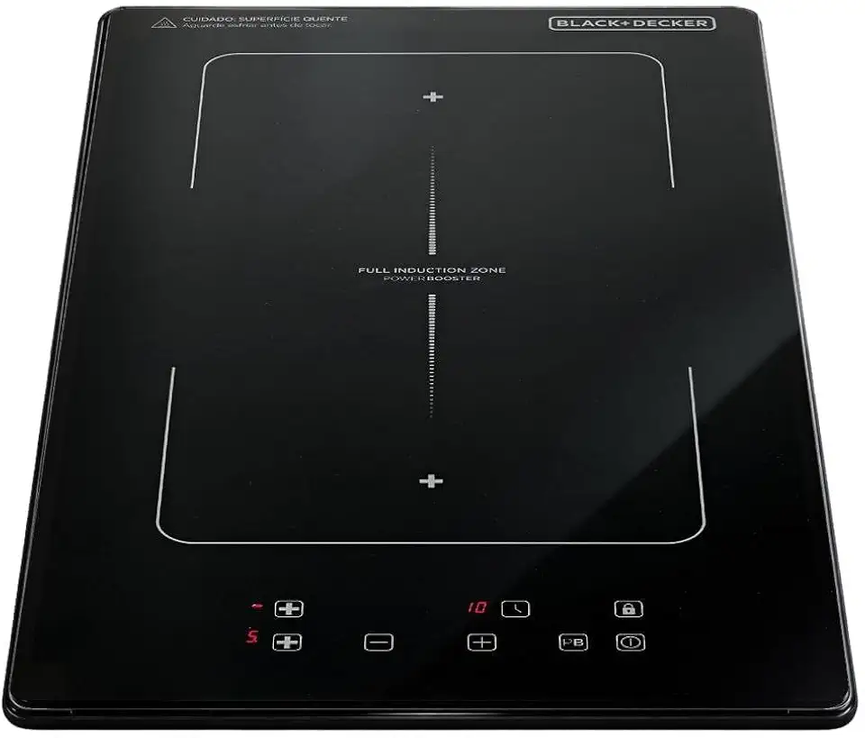BLACK+DECKER Cooktop de Indução 2 Bocas Full Zone e Função Power Booster - Zona de Indução Expandida, Display Digital, Tampo em Vidro Cerâmico e Trava de Segurança 220V 3500W