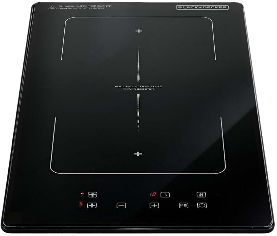 BLACK+DECKER Cooktop de Indução 2 Bocas Full Zone e Função Power Booster - Zona de Indução Expandida, Display Digital, Tampo em Vidro Cerâmico e Trava de Segurança 220V 3500W