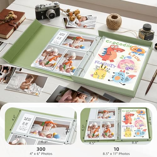 Caja de fotos de 4x6 con carpeta de lino de 3 anillas para 305 copias 3