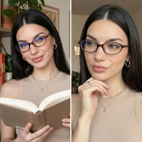Image of SODQW Fashion Fake Glasses Oval Y2k Eyewear Frame Blue Light Non Prescription Glasses for Women Clear UV400 Lens