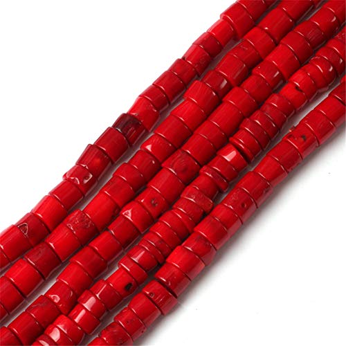 4-8x10-12mm Column Red Coral Beads Strand 15 Inches Jewelry Making Beads