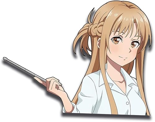 Pegatinas elegantes de 5.1 pulgadas para coche, diseño de anime Asuna, para espejo retrovisor, campanas de coche, monopatín, motocicleta,