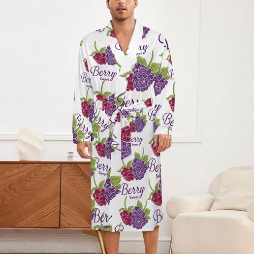Sweet Berry Soft Robe Long Sleeve Bathrobes V Neck Sleepwear Spa Robes with Belt Men Woman2