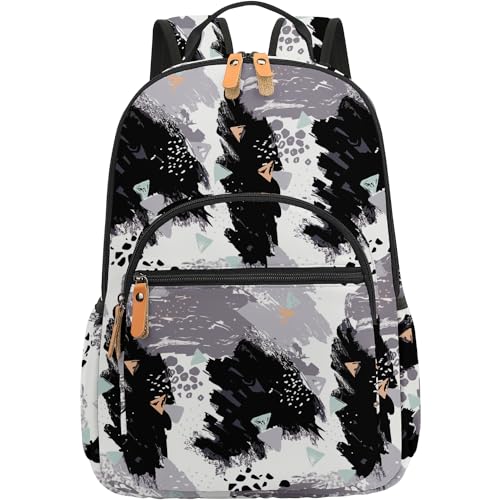 Image of Leaper Ink Printing Travel Backpack for Women Laptop Backpack for Men Water-resistant School Backpack for Girls Boys Back Pack College Daypack Black
