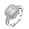 Castillna Sterling Silver Halo Asscher Cut Engagement Ring #1
