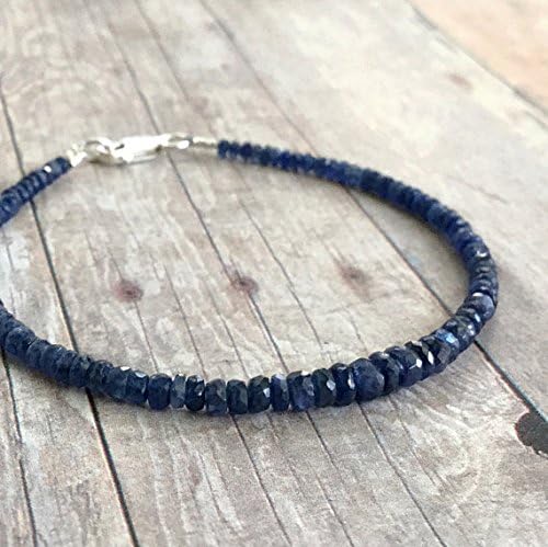 Genuine Sapphire Bracelet / Silver or Gold September Birthstone Gift / Women's, Men's Blue Sapphire Jewelry / Faceted Gemstones 2 to 4 mm 7 inch long