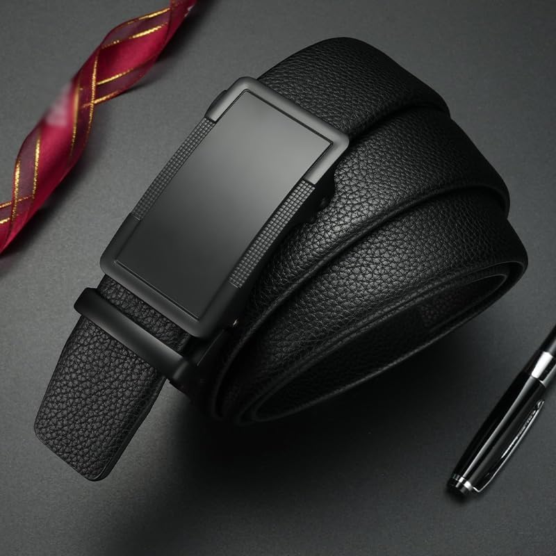 Men's Leather Belt With Automatic Buckle Versatile Business Pants image 3