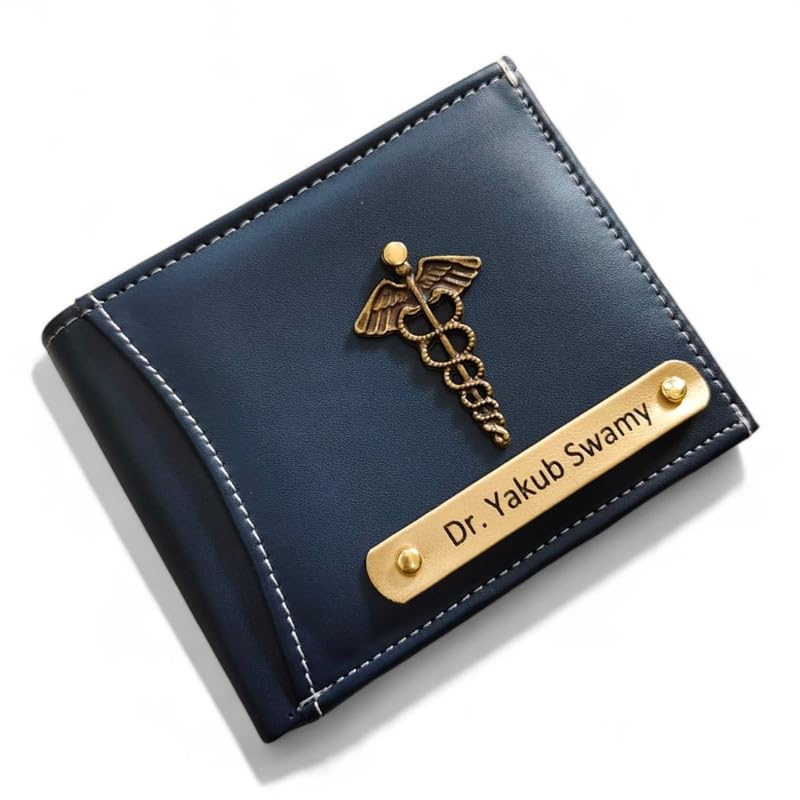 Customized Leather Name and Charm Wallet | Multi Compartment, Multi Card Slot Leather Wallet | Personalised Gift for Him, Blue-image-31