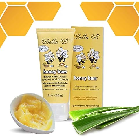 BELLA B Honey Bum Diaper Rash Butter 2 oz - Bum Bum Cream - Organic Diaper Rash Cream - Baby Rash Cream - Baby Cream Diaper Rash - Baby Diaper Rash Cream - Organic Diaper Cream - Natural Diaper Cream Cover