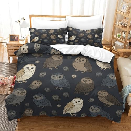 Housse de couette hibou microfibre résistante King 220x240 - 3