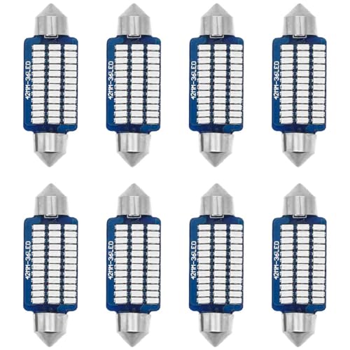 A2Zworld 8Pcs Lampadine Led Siluro 41Mm Canbus, T11 Sv8.5 C5W 12V Luce Per Auto, 36 Smd 3014 1.8W 160Lm, Luce Auto Colore Blu