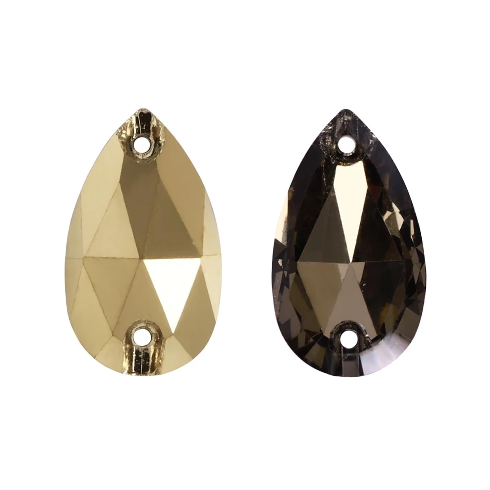 Szklanka do szycia z kryształem górskim, gruszka, brokat, kryształ, kamienie, czarne, płaskie cyrkonie, do szycia ubrań z tkaniny, (Dorado, 11 x 18 mm, 24 szt.)