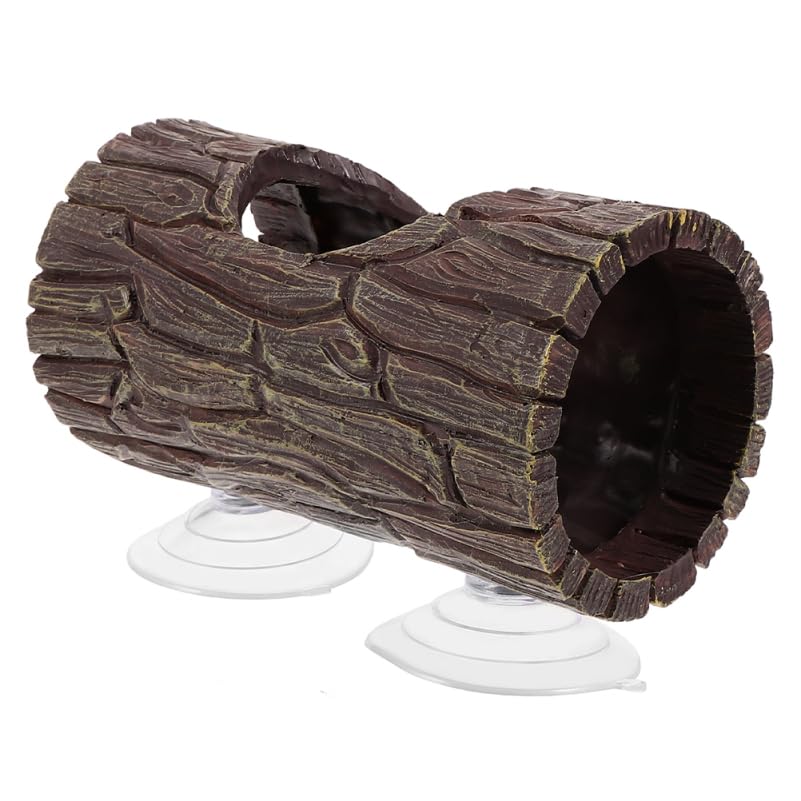 BESPORTBLE Lizard Hideout with Suction Cups Realistic Tree Trunk Design Reptile Shelter for Terrarium Betta Hide and Gecko Habitat Tank Decor
