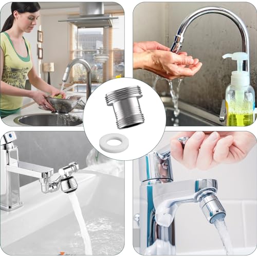 Yvyan Wasserhahn Adapter M18 auf M22-2 Stück, Doppelgewinde Gewindeadapter für Außengewinde M18 und M22 für Küche Luftsprudler Wasserfilter (M18-M22)