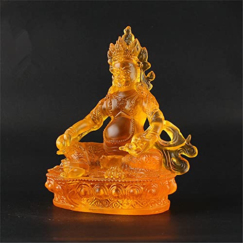 Estatua de Buda Jambhala de resina amarilla 14.5 cm miniatura 4