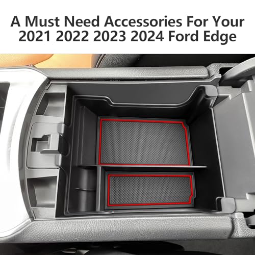 Image of LUWU 2021 2022 2023 2024 2025 Edge Center Console Organizer Armrest Storage Box Insert Tray 2024 2025 Edge Accessories Red