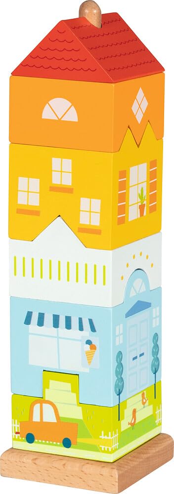 Childrens Wooden Stacking Tower Town House Kids Colourful Wood Toy Playset from B&Q