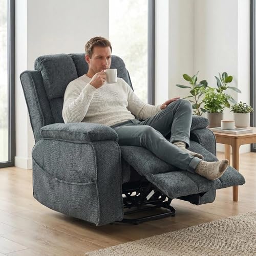 Sillón reclinable eléctrico azul grisáceo grande miniatura 2