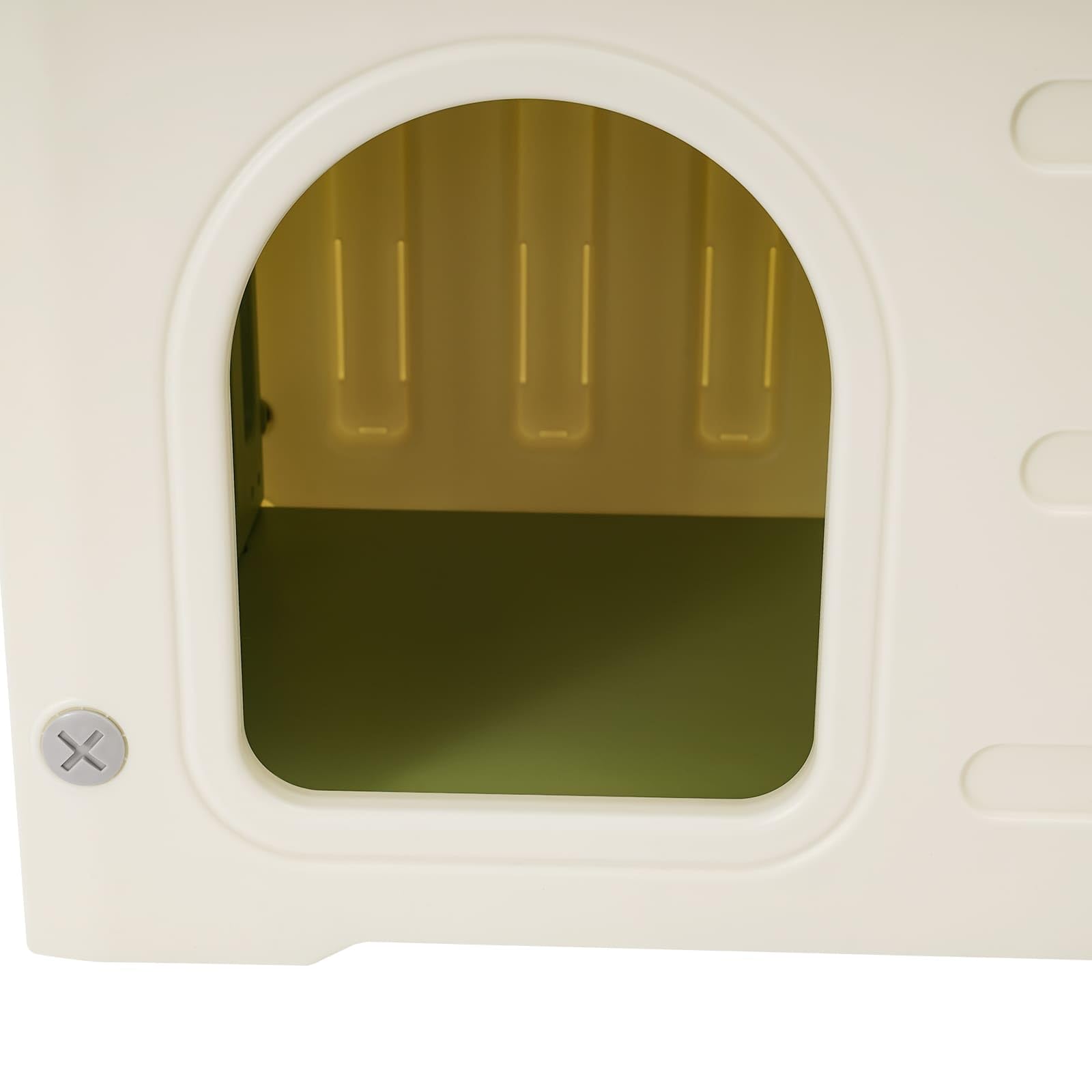 Maison pour Chat en HDPE, L53 x P41 x H38,3cm, Étanche et Robuste, Facile à Nettoyer, pour Intérieur et Extérieur (Vert, Moyen)