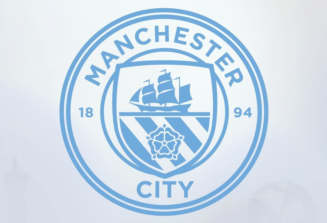 Beautiful Game Blue Manchester City Football Club Official One Colour Crest Wall Sticker (90Cm, )