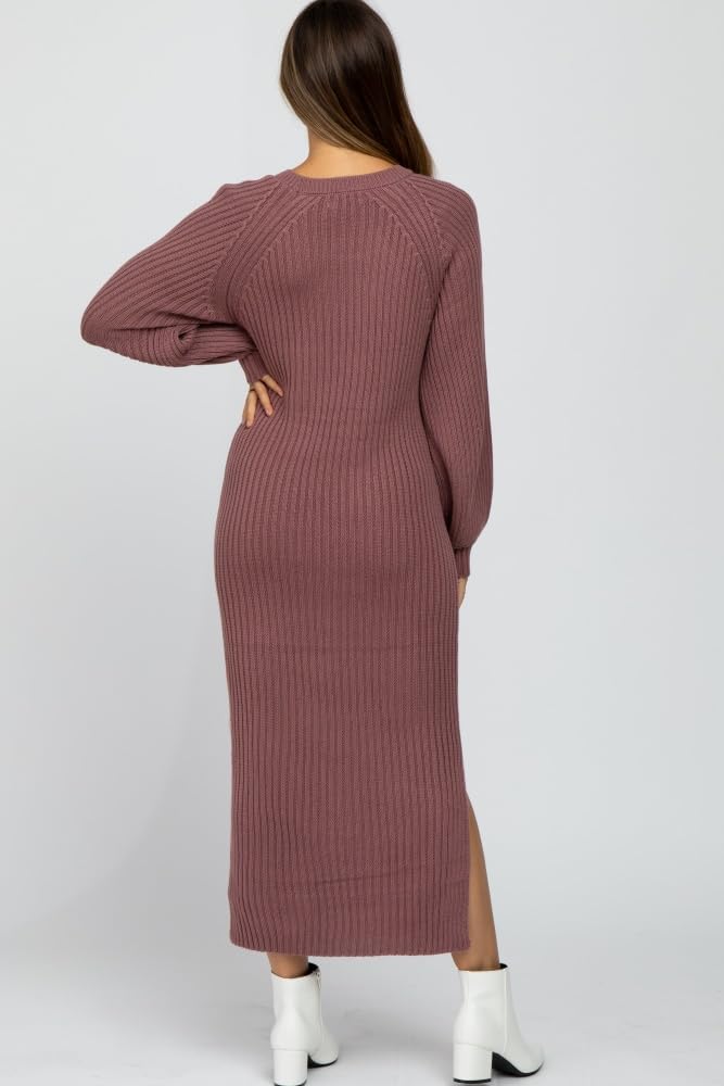 PinkBlush Side Slit Maternity Maxi Sweater Dress