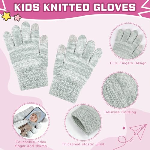 Image of ZOORON Kids Winter Hat Gloves Scarf Set, Girls Boys Hats Beanie with Pom | Children Knit Neck Warmer Mittens Fleece Lined Set Ages for 3-15, Kids Birthdays and Christmas Gifts