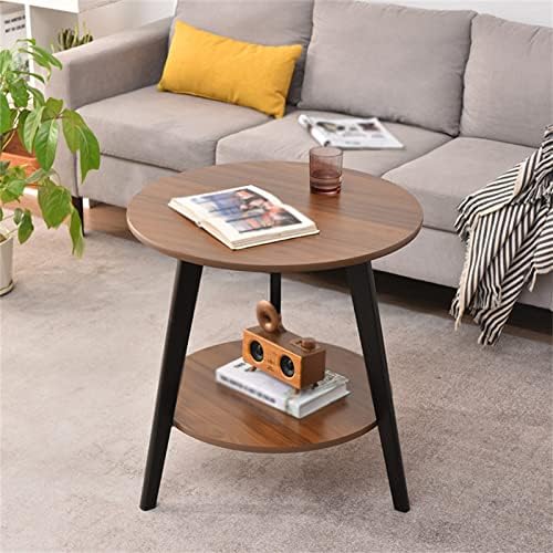 ZYuH-ladder Wooden Side Table, 2-tier Round Storage End Tables Sofa Corner Table Accent Table For Living Room Bedroom Office Small Spaces(Size:50 * 50 * 60CM,Color:A)