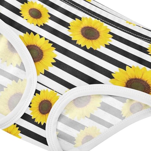 Funny Girls Underwear Toddlers 2t Cotton Panties for Girl Yellow Sunflowers Black Stripes Briefs Undies Kids4