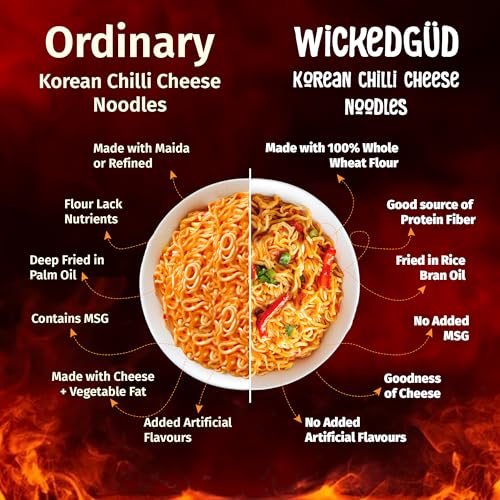 Image of WickedGud Chilli Cheese Korean Instant Cup Noodles | Whole Wheat | No Maida | No Palm Oil | 74 g Each (Pack of 4, Total 148 g)