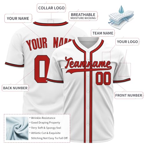 Custom Baseball Jersey Customized Baseball T-Shirts Baseball Fan Jerseys with Button Down Men Women Youth miniatura 4