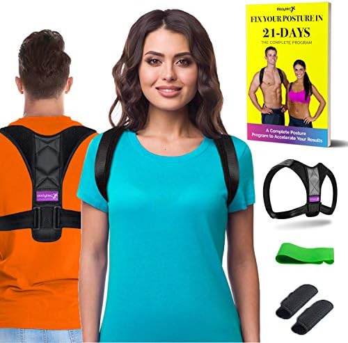 Posture Corrector for Women and Men with Bonus eBook and Resistance Band - Instant Support - Straighten and Strengthen - Stop Slouching - Relieve Back and Neck Pain