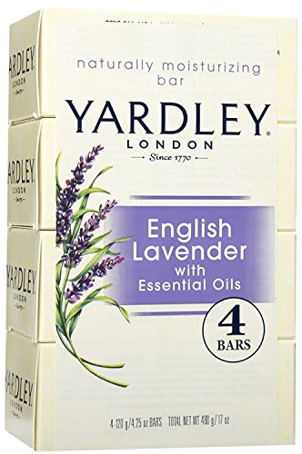 Yardley London English Lavender with Essential Oils Soap Bar, 4.25 oz Bar (Pack of 4)