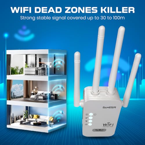 Image of GameSir WiFi Repeater 300Mbps Wireless Range Extender | 4 High-Gain Antennas | WiFi Signal Booster for Home, Office, | Supports WPS, AP & Repeater Mode (7)